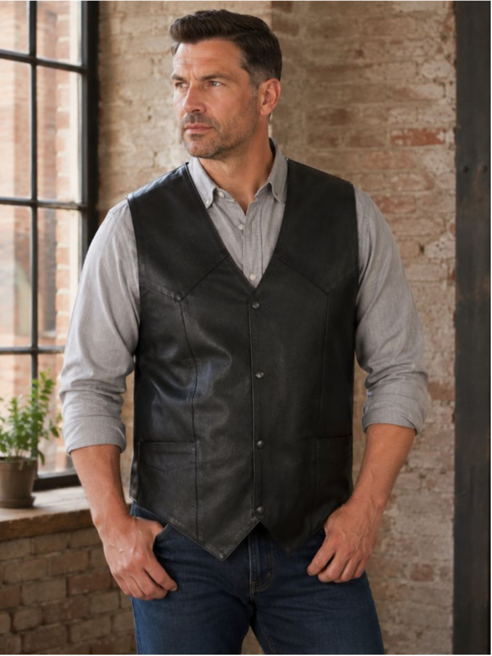 EVENT LEATHER Black Leather Vest Men’s Size XXL